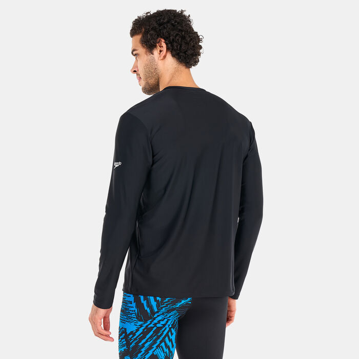 Speedo Men's Printed Long Sleeve Swim T-Shirt Black image number 1