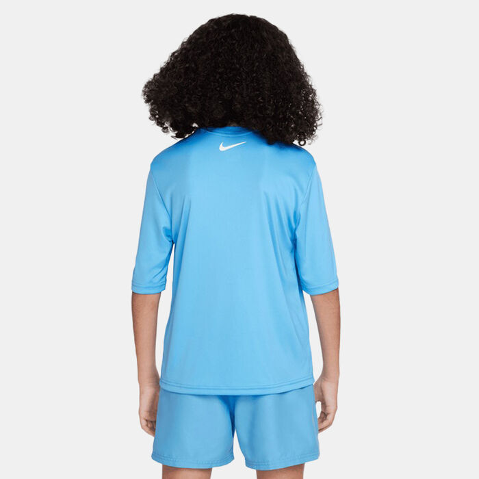 Nike Swim Kids' Logo Hydroguard Swimming T-Shirt Blue image number 1