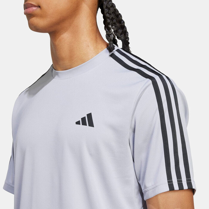 adidas Men's Train Essentials 3-Stripes Training T-Shirt Grey adidas Men's Train Essentials 3-Stripes Training T-Shirt Grey image number 4