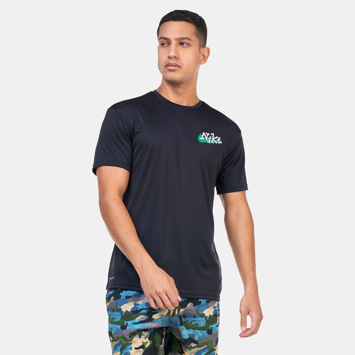 Nike Swim Men's Printed Hydroguard Swimming T-Shirt Black Nike Swim Men's Printed Hydroguard Swimming T-Shirt Black image number 0