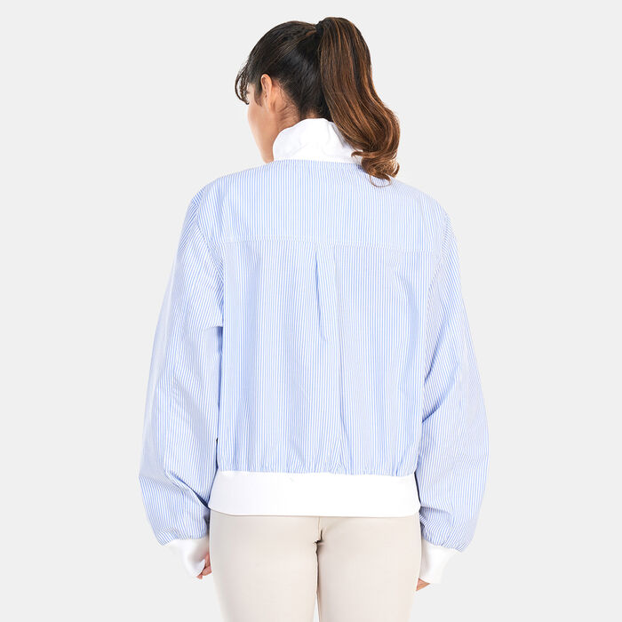 adidas Originals Women's Premium Essentials Poplin Stripe Track Jacket Blue adidas Originals Women's Premium Essentials Poplin Stripe Track Jacket Blue image number 1
