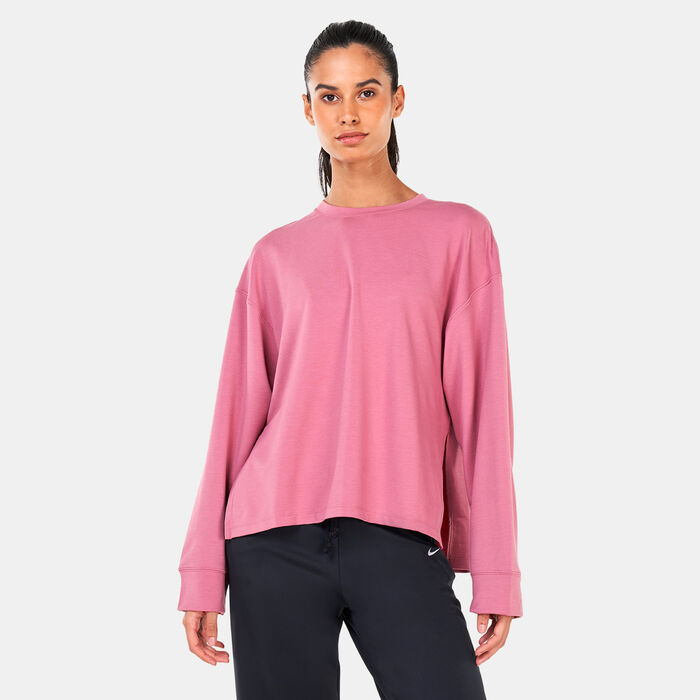Nike Women's Yoga Dri-FIT Crew Sweatshirt Pink image number 0