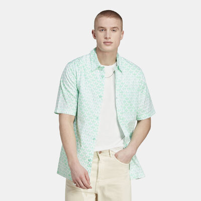 adidas Originals Men's Graphics Monogram Allover Print Shirt Green adidas Originals Men's Graphics Monogram Allover Print Shirt Green