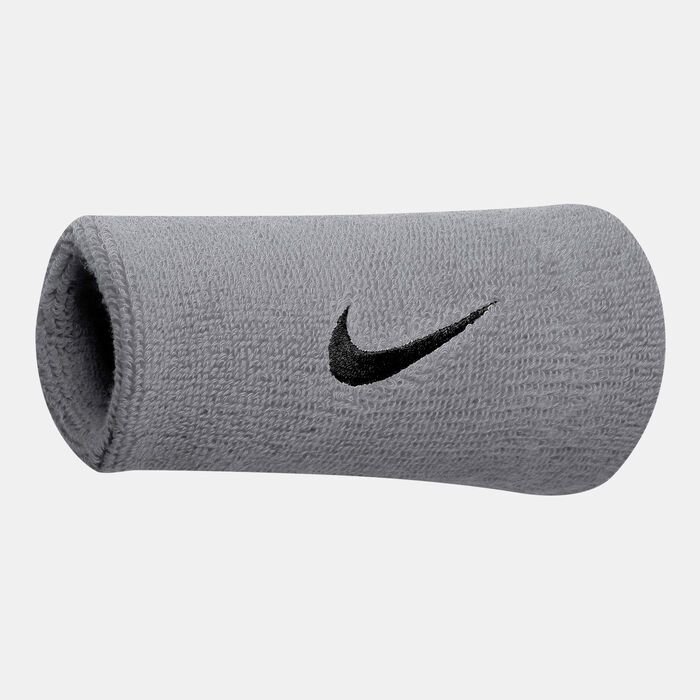 Nike Men's Swoosh Doublewide Wristband Grey image number 0