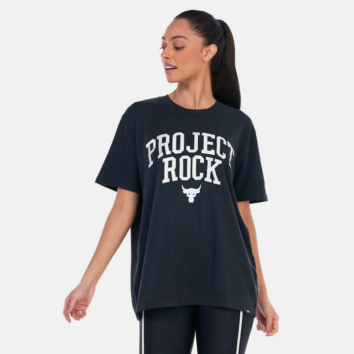 Under Armour Women's Project Rock Heavyweight Campus T-Shirt Black Under Armour Women's Project Rock Heavyweight Campus T-Shirt Black image number 0