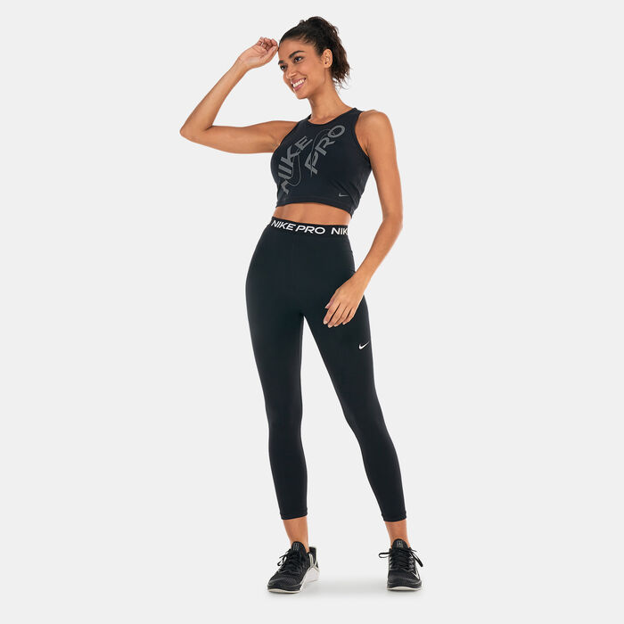 Nike Women's Dri-FIT Graphic Crop Tank Top Black Nike Women's Dri-FIT Graphic Crop Tank Top Black image number 2
