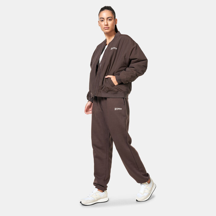 New Balance Women's Linear Heritage Bomber Jacket Brown New Balance Women's Linear Heritage Bomber Jacket Brown image number 4