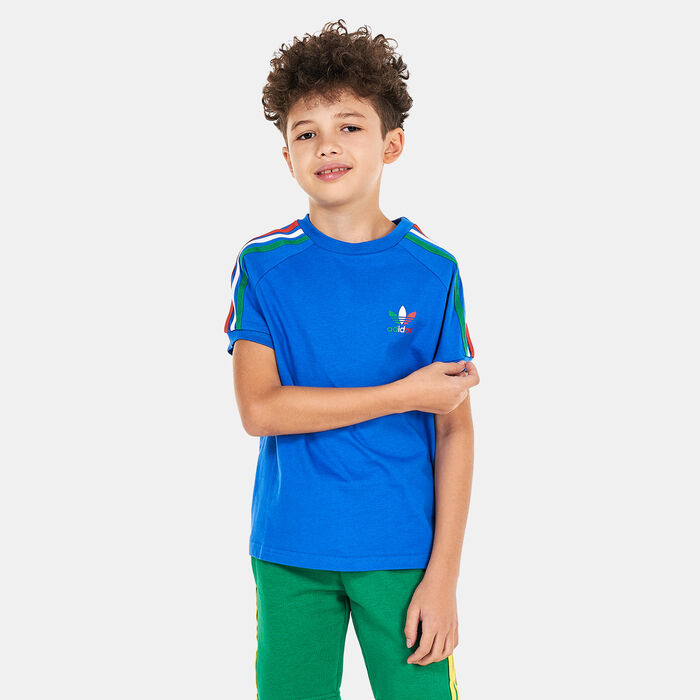 adidas Originals Kids' Adicolor 3-Stripes T-Shirt Blue adidas Originals Kids' Adicolor 3-Stripes T-Shirt Blue image number 0