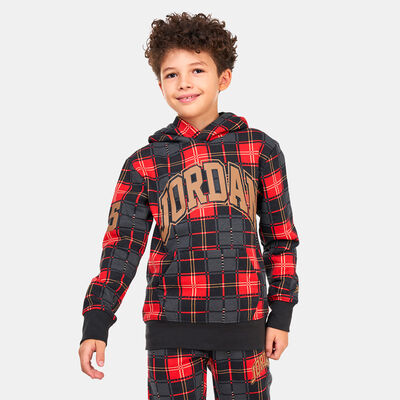 Jordan Kids' Essentials Plaid Pullover Hoodie Black