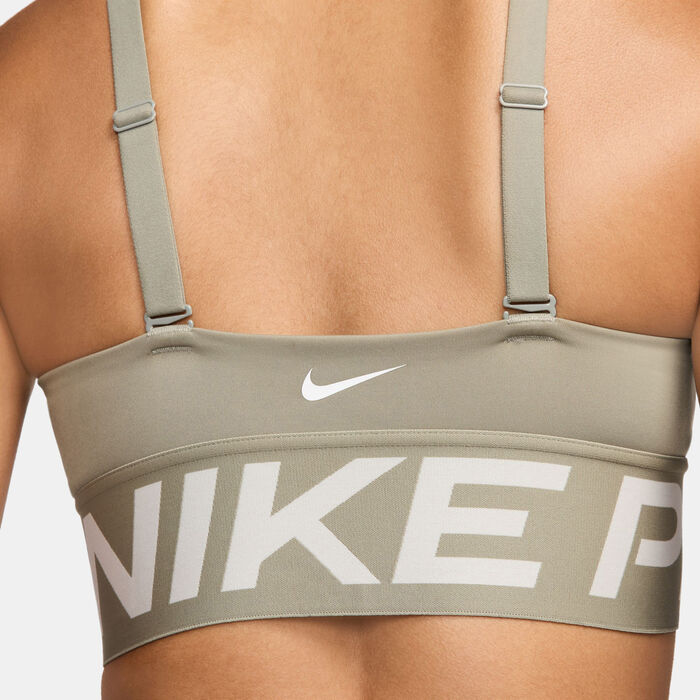 Nike Women's Pro Indy Plunge Medium-Support Sports Bra Green image number 4
