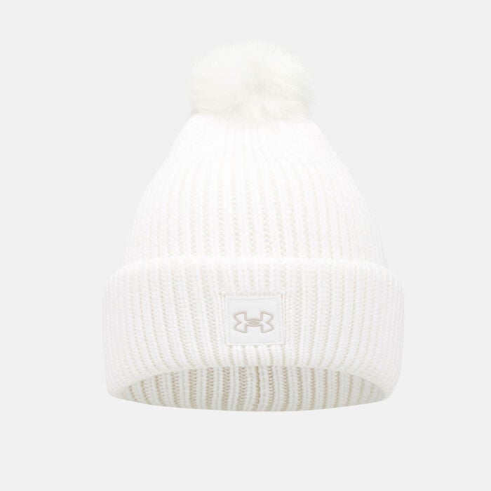 Under Armour Women's ColdGear® Infrared Halftime Ribbed Pom Beanie White Under Armour Women's ColdGear® Infrared Halftime Ribbed Pom Beanie White image number 0