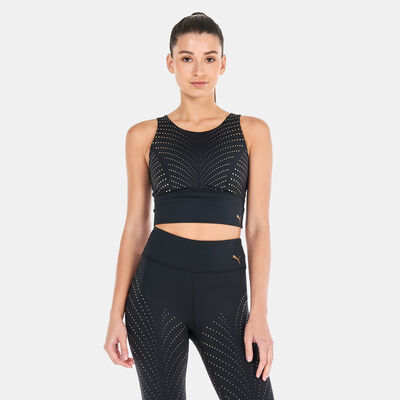 PUMA Women's FOREVER Luxe Graphic Training Sports Bra Black