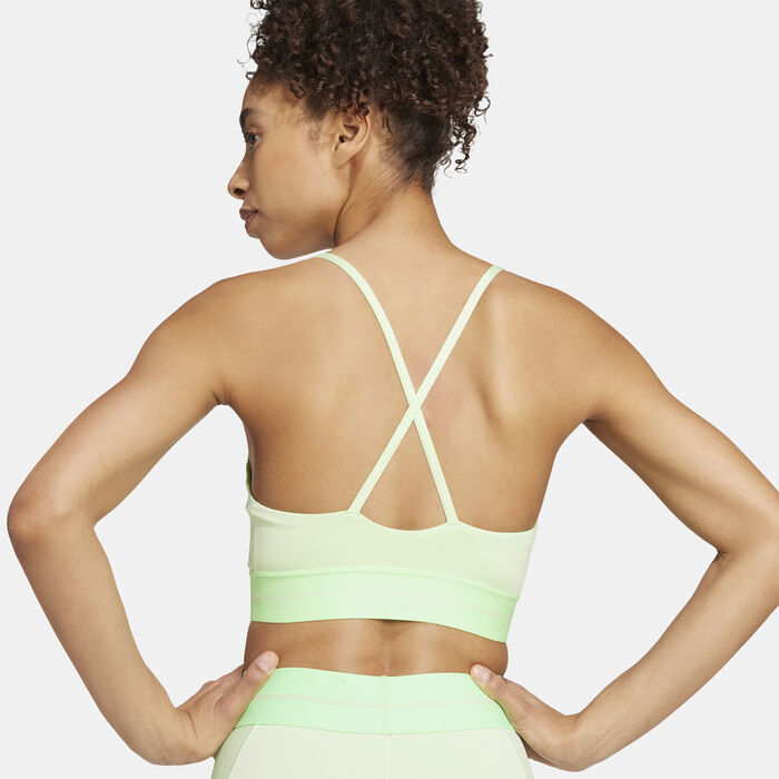 adidas Women's Hyperglam Rib Light-Support Training Sports Bra Green adidas Women's Hyperglam Rib Light-Support Training Sports Bra Green image number 4