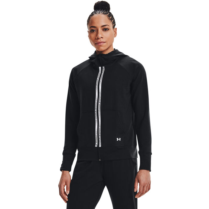 Under Armour Women's UA Rival Terry Taped Full-Zip Hoodie Black Under Armour Women's UA Rival Terry Taped Full-Zip Hoodie Black image number 0