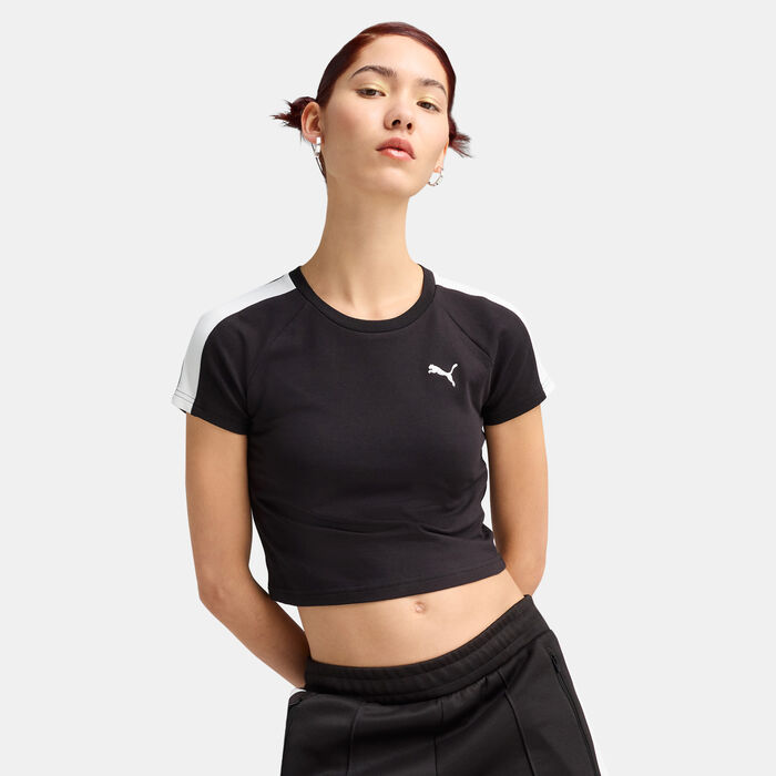 PUMA Women's T7 Crop Top Black PUMA Women's T7 Crop Top Black image number 0