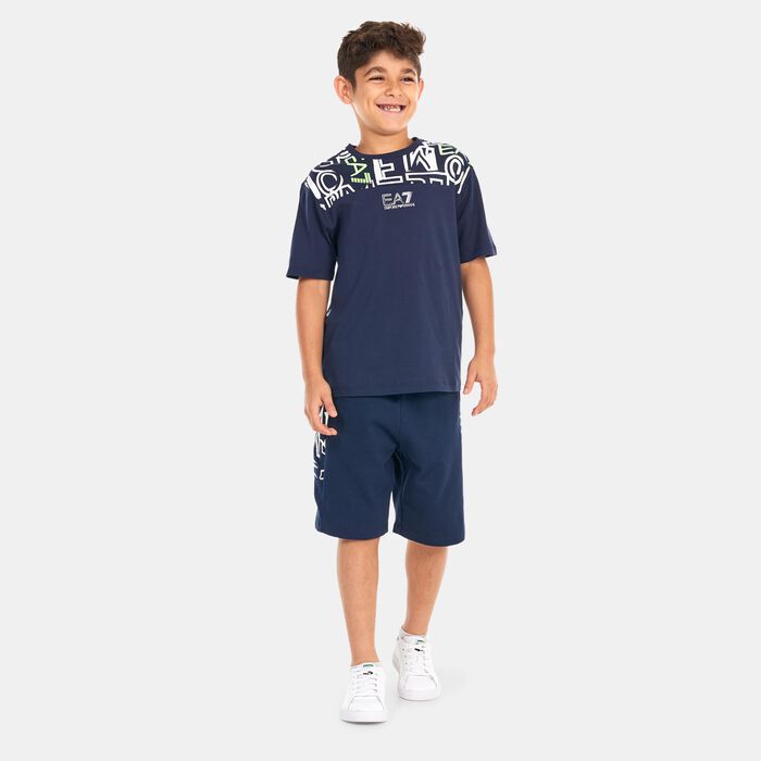 EA7 Emporio Armani Kids' Logo Series T-Shirt Blue EA7 Emporio Armani Kids' Logo Series T-Shirt Blue image number 2