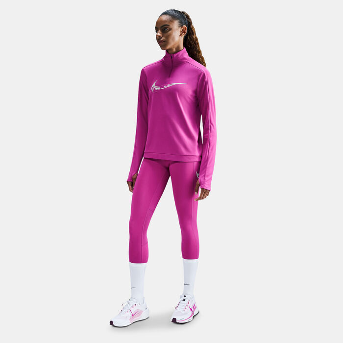 Nike Women's Dri-FIT 1/4-Zip Mid Layer Running Top Pink image number 2