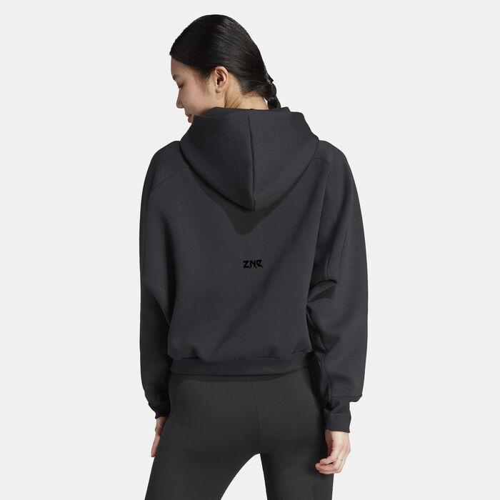 adidas Women's Z.N.E. Full-Zip Hoodie Black adidas Women's Z.N.E. Full-Zip Hoodie Black image number 1