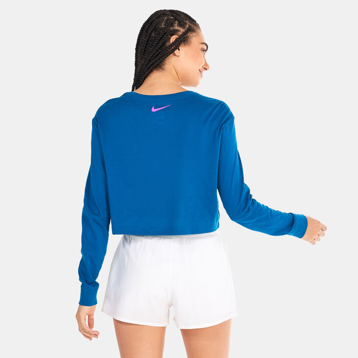 Nike Women's Dri-FIT Court Slam Crop Top Blue Nike Women's Dri-FIT Court Slam Crop Top Blue image number 1