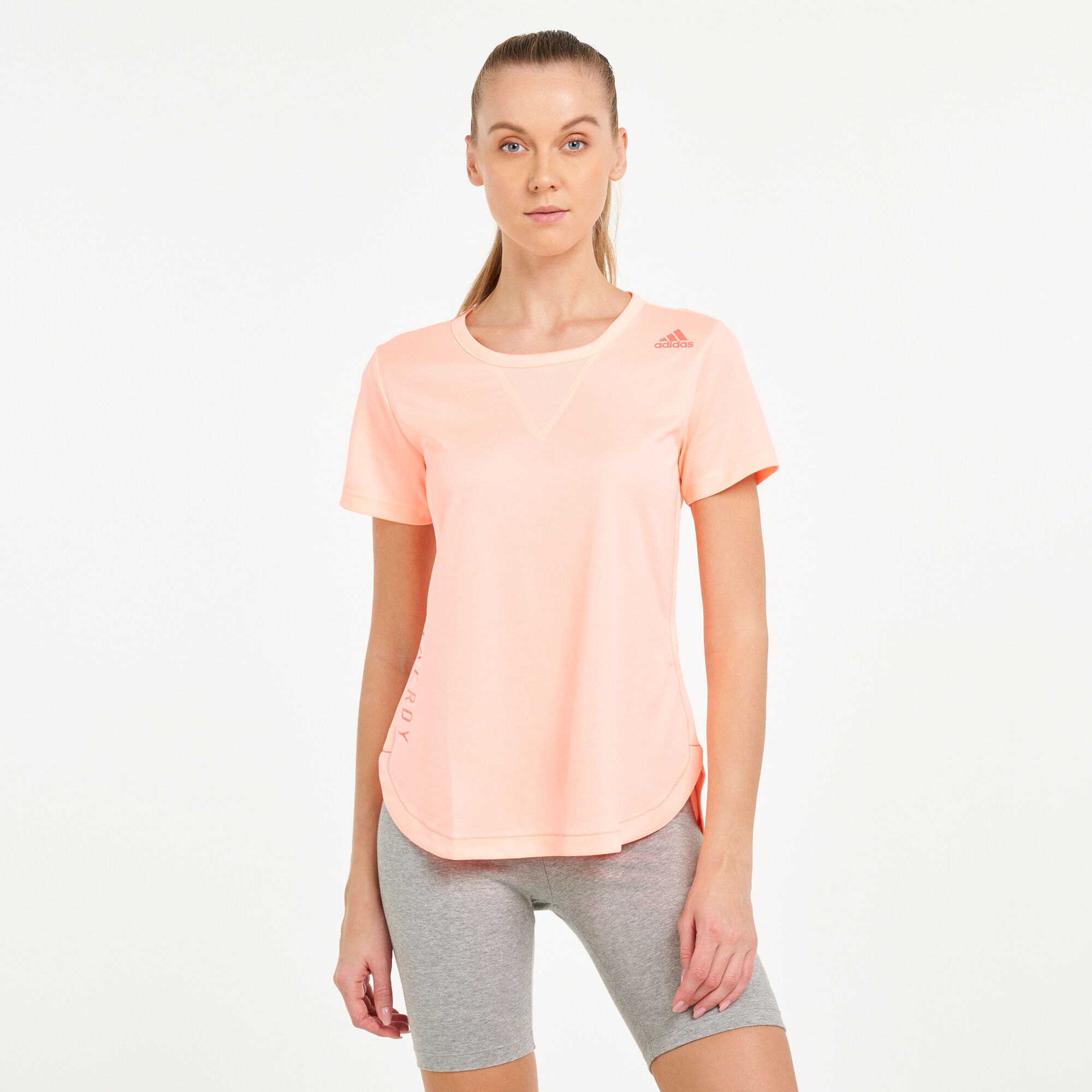 Buy adidas Women s 3 Stripes HEAT.RDY T Shirt Pink in KSA SSS