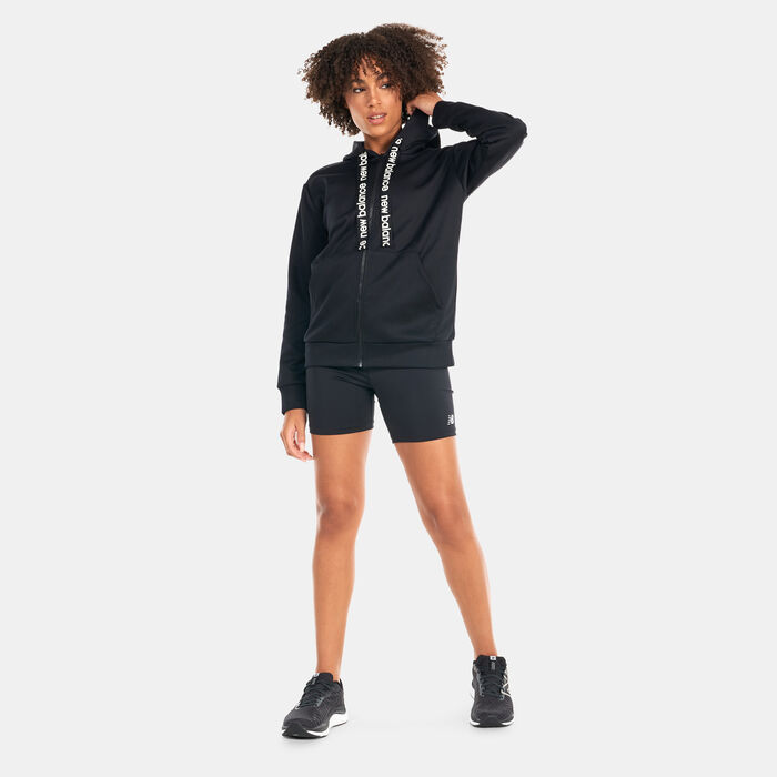 New Balance Women's Relentless Train Fleece Full Zip Hoodie Black New Balance Women's Relentless Train Fleece Full Zip Hoodie Black image number 2