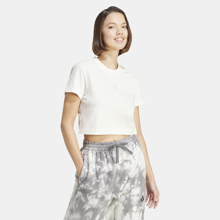 adidas Women's ALL SZN 3-Stripes T-Shirt White image number 0