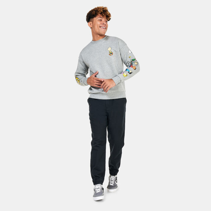 Converse Men's x Peanuts Fleece Crew Sweatshirt Grey Converse Men's x Peanuts Fleece Crew Sweatshirt Grey image number 2