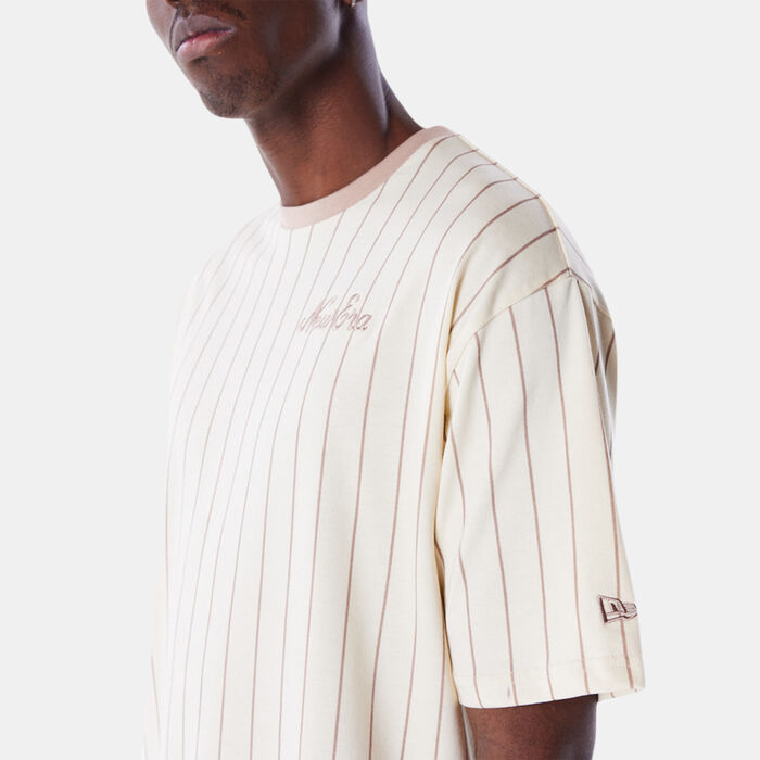 New Era Men's Pinstripe T-Shirt Beige New Era Men's Pinstripe T-Shirt Beige image number 3