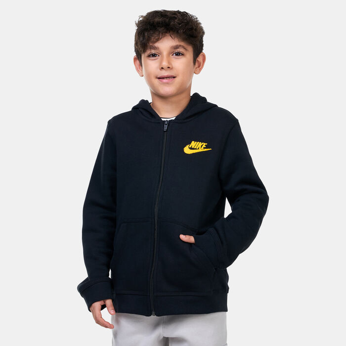 Nike Kids' Sportswear Fleece Full-Zip Graphic Hoodie Black image number 0