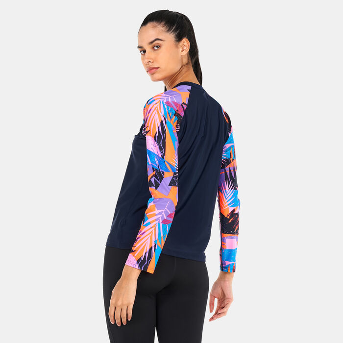 Speedo Women's Printed Long Sleeve Rashguard Blue Speedo Women's Printed Long Sleeve Rashguard Blue image number 1