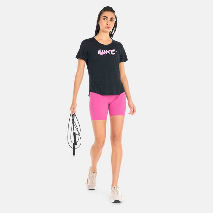 Nike Women's Dri-FIT One GFX T-Shirt Black Nike Women's Dri-FIT One GFX T-Shirt Black image number 2