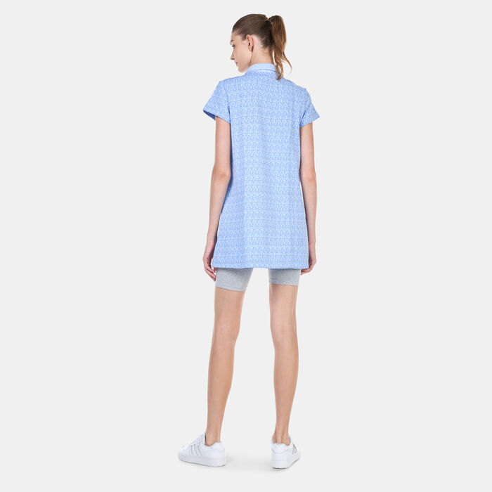 adidas Women's Allover Graphic Polo Dress Blue adidas Women's Allover Graphic Polo Dress Blue image number 1