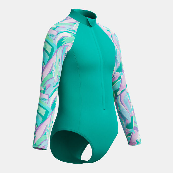 Speedo Kids' Long Sleeve Swimsuit Green image number 6