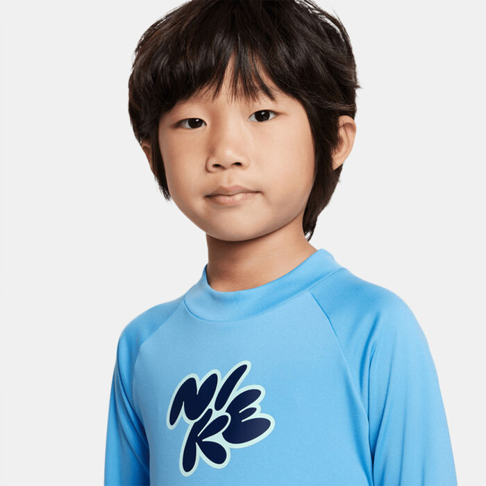 Nike Swim Kids' Logo Hydroguard Swimming T-Shirt Blue image number 2