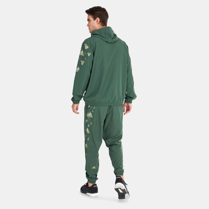 adidas Men's Woven Allover Print Track Suit Green adidas Men's Woven Allover Print Track Suit Green image number 1