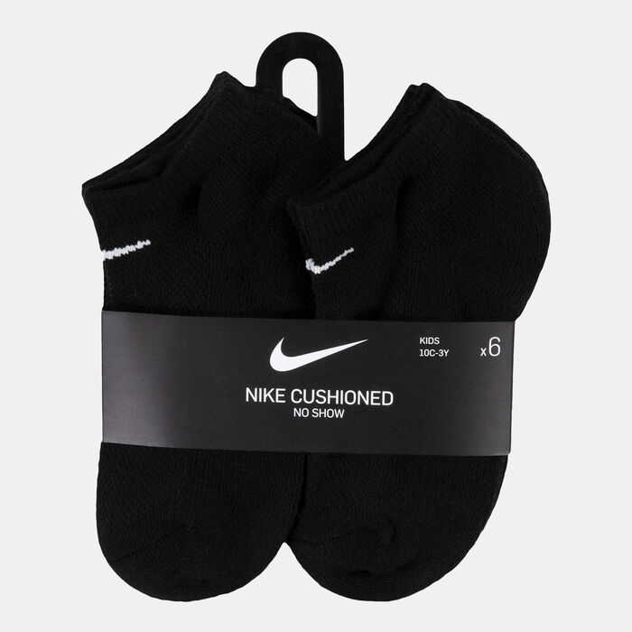 Nike Kids' Cushioned No-Show Socks (6 Pairs) Black Nike Kids' Cushioned No-Show Socks (6 Pairs) Black image number 1