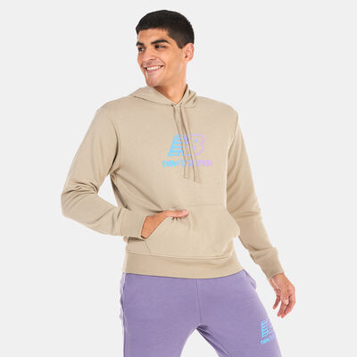 New Balance Men's Essentials Puff Print Pullover Hoodie Grey New Balance Men's Essentials Puff Print Pullover Hoodie Grey