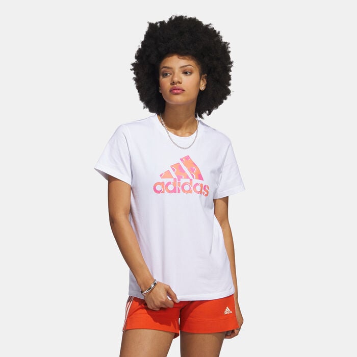 adidas Women's Animal Print Badge of Sport T-Shirt White adidas Women's Animal Print Badge of Sport T-Shirt White image number 0
