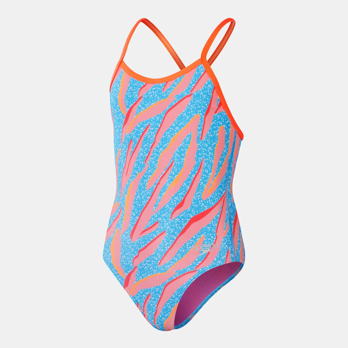 Speedo Kids' Digital Print One-Piece Swimsuit Blue image number 0