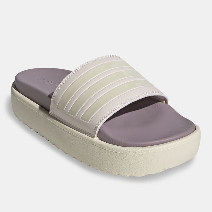 adidas Women's Adilette Platform Slides Beige image number 0