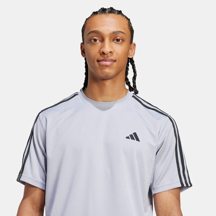 adidas Men's Train Essentials 3-Stripes Training T-Shirt Grey adidas Men's Train Essentials 3-Stripes Training T-Shirt Grey image number 3