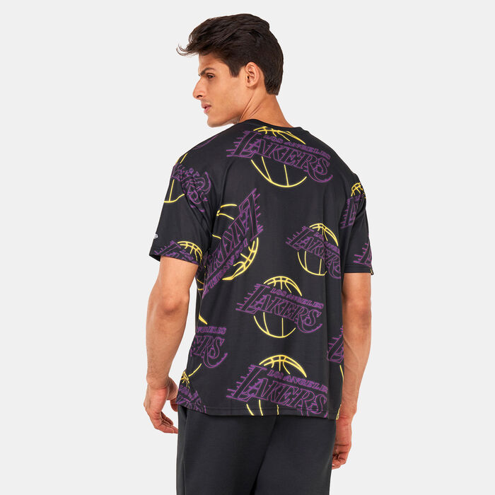 New Era NBA Printed Neon LA Lakers T-Shirt Black New Era NBA Printed Neon LA Lakers T-Shirt Black image number 1