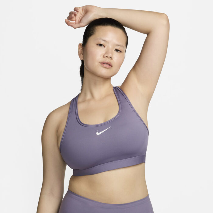Nike Women's Dri-FIT Swoosh Medium-Support Training Sports Bra Grey Nike Women's Dri-FIT Swoosh Medium-Support Training Sports Bra Grey image number 1