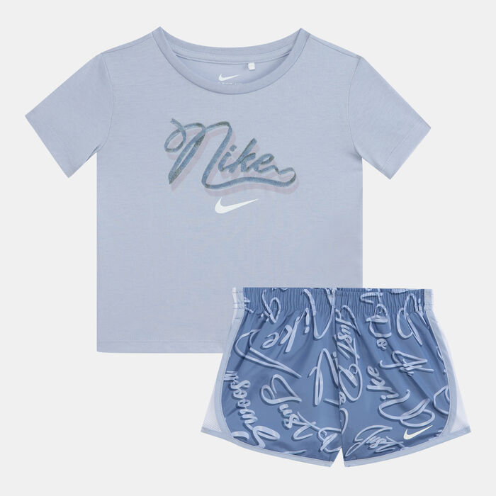 Nike Kids' Essentials Allover Print Tempo T-Shirt and Shorts Set Blue Nike Kids' Essentials Allover Print Tempo T-Shirt and Shorts Set Blue image number 0