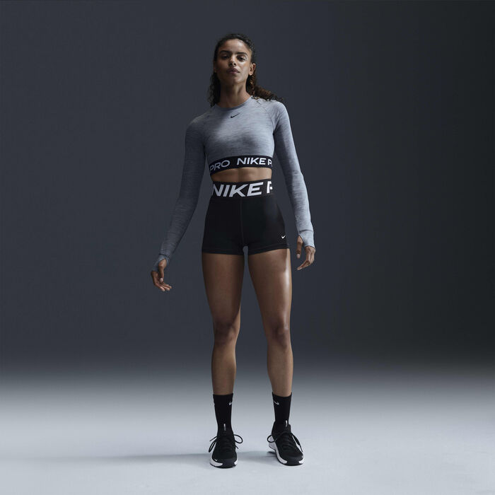 Nike Women's Pro Dri-FIT Crop Top Grey Nike Women's Pro Dri-FIT Crop Top Grey image number 3
