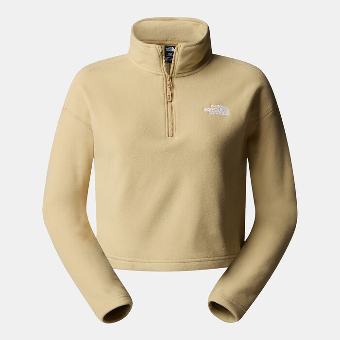 The North Face Women’s 100 Glacier 1/4-Zip Crop Top Beige The North Face Women’s 100 Glacier 1/4-Zip Crop Top Beige image number 0