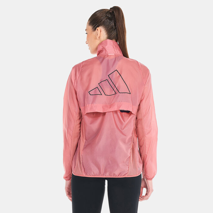 adidas Women's Run Icons Running Windbreaker Jacket Red adidas Women's Run Icons Running Windbreaker Jacket Red image number 1