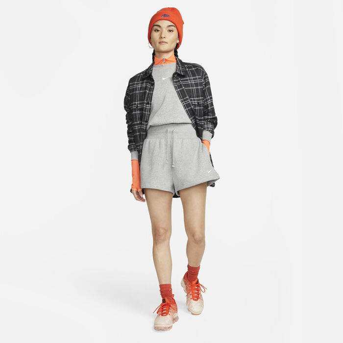 Nike Women's Sportswear Phoenix Fleece High-Waisted Shorts Grey image number 6