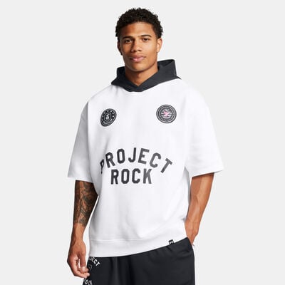 Under Armour Men's Project Rock Icon Badge of Honor Hoodie White Under Armour Men's Project Rock Icon Badge of Honor Hoodie White