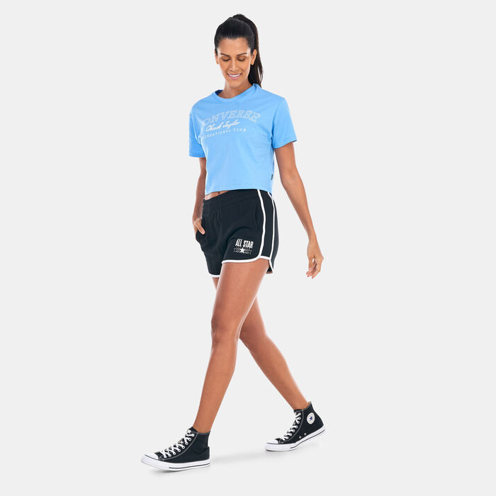 Converse Women's Retro Chuck Cropped T-Shirt Blue Converse Women's Retro Chuck Cropped T-Shirt Blue image number 2